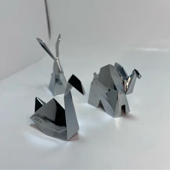 Umbra Origami Geometric Animal Decor Figurines Silver-tone 3” - Picture 1 of 3